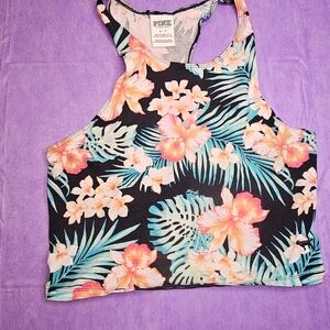 PINK Victoria's Secret Floral Tank Top - Black and Pink